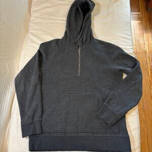 Tunellus Charcoal Gray Quarter Zip Pullover Hoodie Sweatshirt Size Small